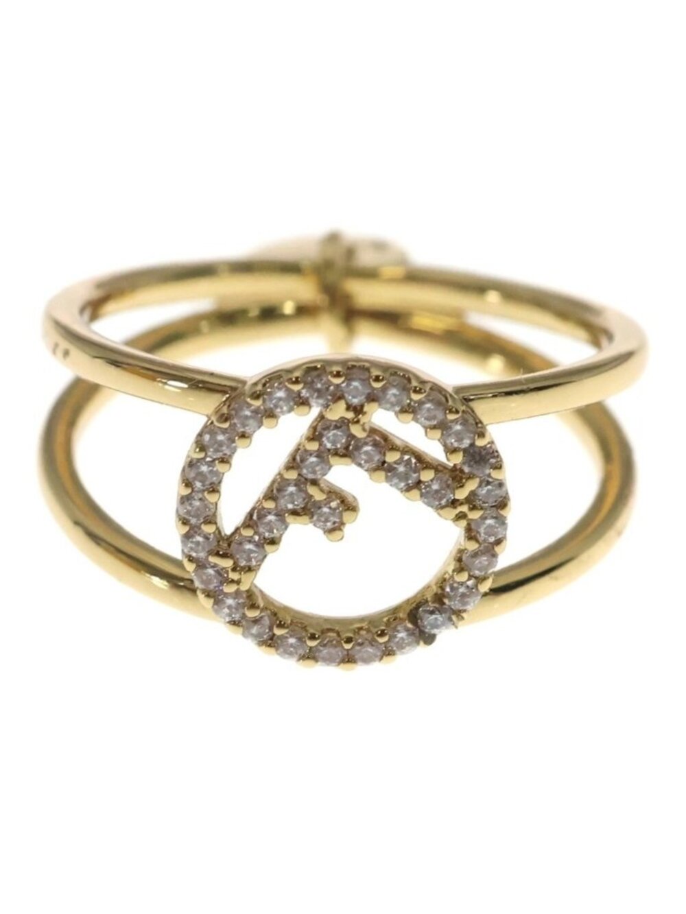 Fendi F is Fendi Logo Rhinestone Ring Gold